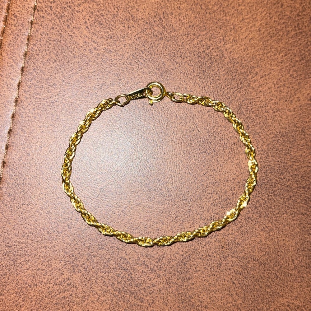 SOLD. Signed Korea Vintage Gold Tone Bracelet size 6 or smaller wrist